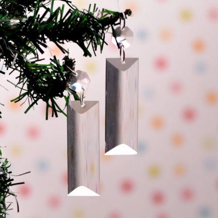 Glass Quartz Crystal Clear Christmas Ornament in Set of 20